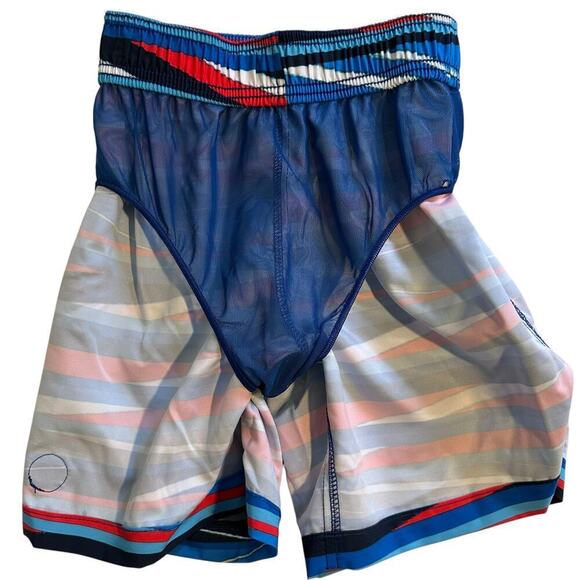 NWOT Speedo Stripe Lane Bondi Swim Shorts Blue Red Boys Medium - Picture 3 of 6